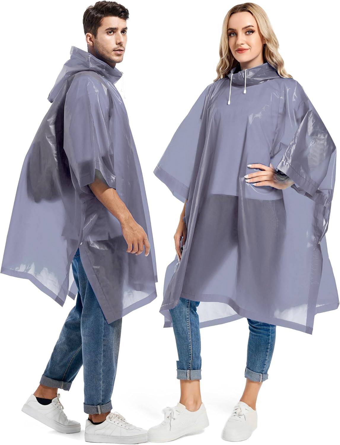 Borogo Paquete de 2 ponchos de lluvia para adultos, reutilizables, impermeables, de supervivencia, emergencia, resistente, con capucha con cordón