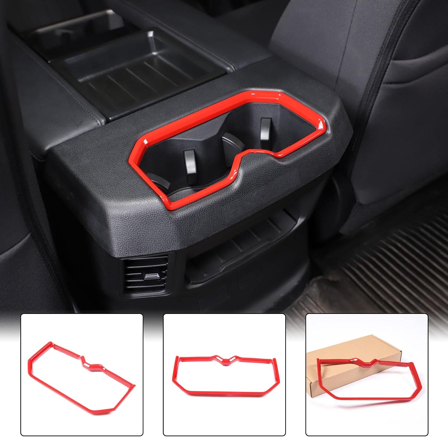 Reposabrazos central para asiento trasero de automóvil, cubierta de marco compatible con Toyota TundraSequoia 2022-2023 Soporte para taza de consola