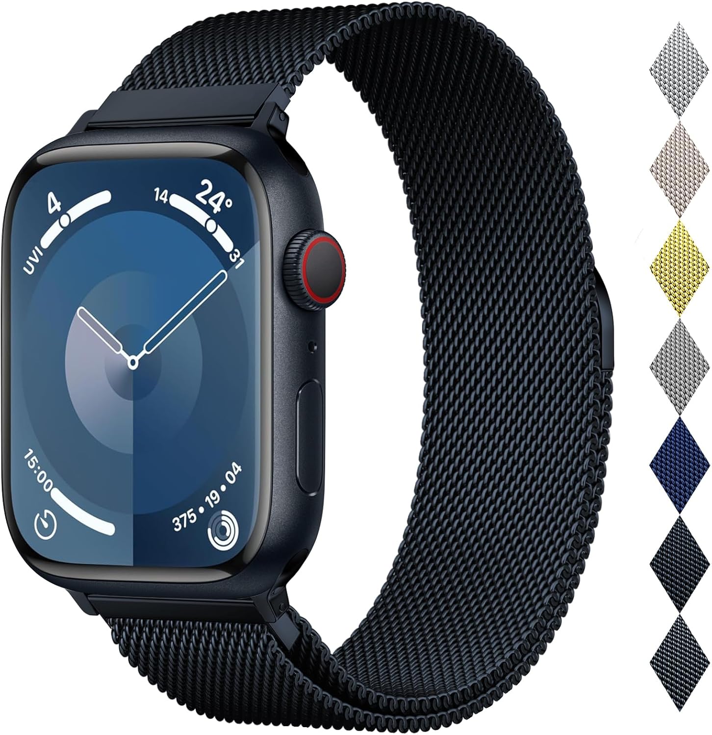 Correa milanesa de acero inoxidable compatible con Apple Watch Band de 1.654 pulgadas, 1.732 pulgadas, 1.772 pulgadas, 1.775 pulgadas, 1.575