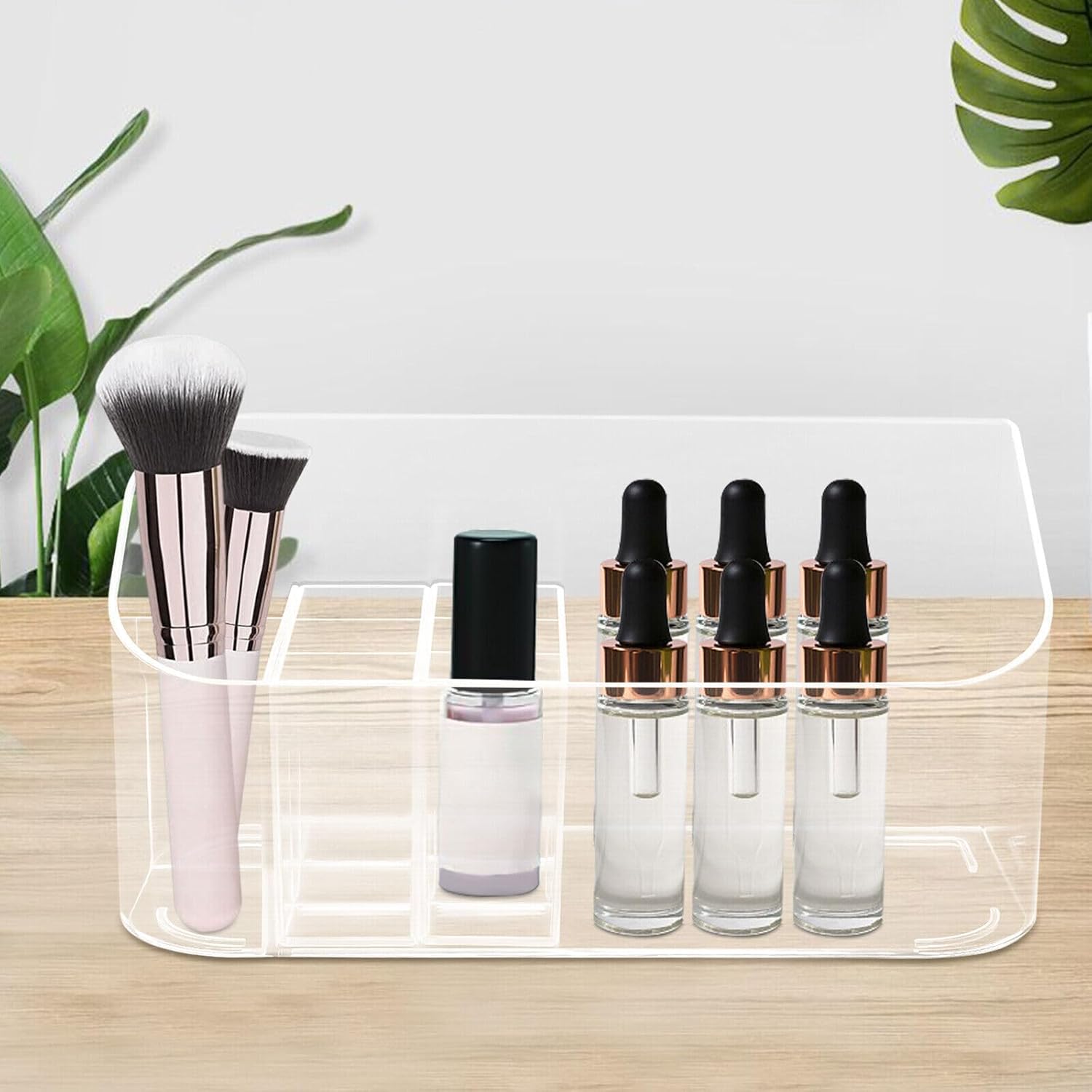Organizador de maquillaje transparente, caja organizadora de maquillaje, contenedores de almacenamiento de cosméticos, organizador de encimera para