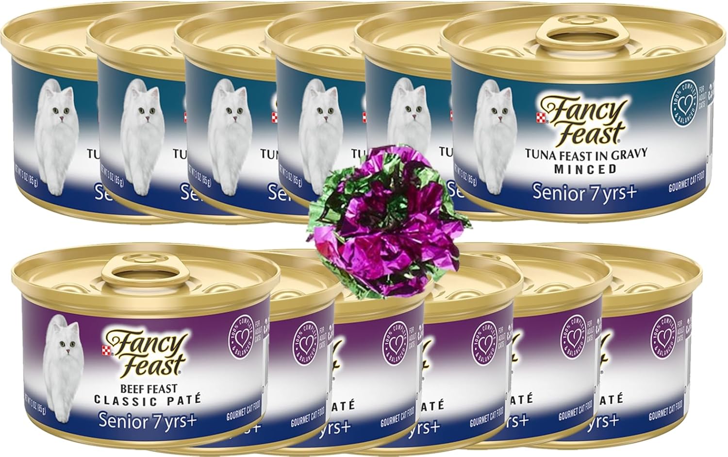 Fancy Feast – Comida húmeda para gatos mayores de 7 años, 3 onzas cada una, 12 latas de comida húmeda para gatos para gatos mayores de lujo, 6 latas