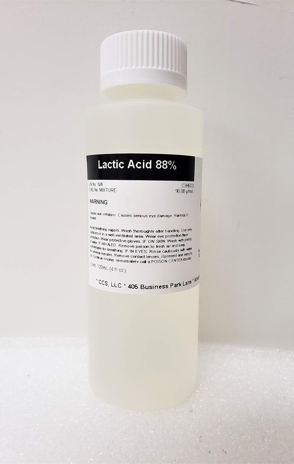 Ácido láctico 88% USPNF Grado 4.1 fl oz (4oz) en botella de polietileno