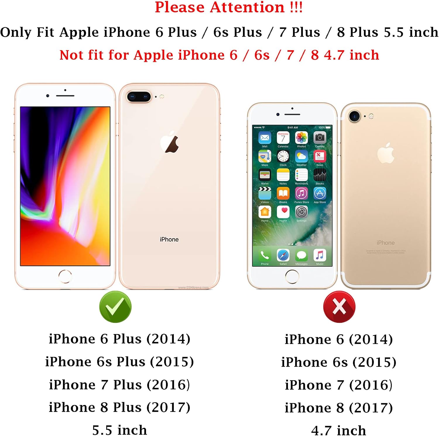 Funda para iPhone 8 PlusiPhone 7 PlusiPhone 6 Plus funda protectora de doble capa resistente para teléfono celular, a prueba de golpes, resistente,