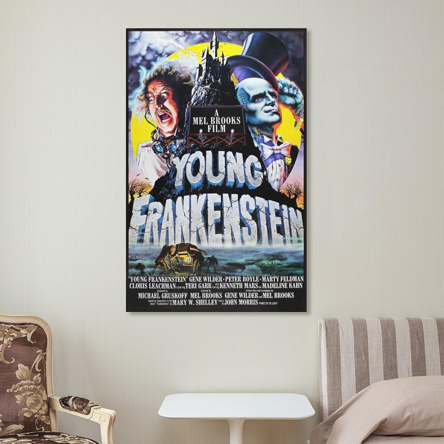Póster de película de Young Frankenstein, póster estético de terror, pinturas artísticas en lienzo, decoración de pared, decoración del hogar, sala