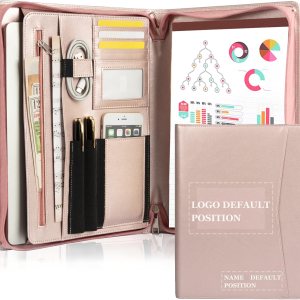 Portafolio de cuero personalizado con cremallera, cartera de negocios profesional con soporte para bloc de escritura de letras A4US para Portafolio de cuero personalizado con cremallera, cartera de negocios profesional con soporte para bloc de escritura de letras A4US para