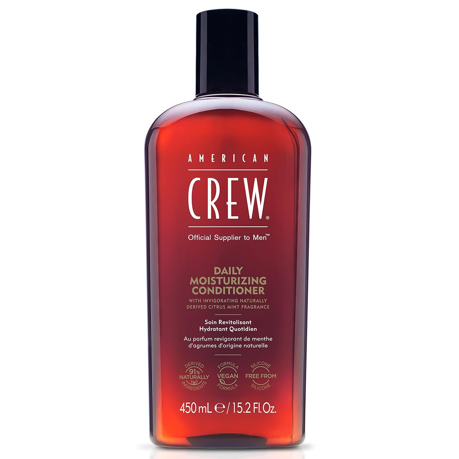 American Crew Acondicionador para hombres, hidratante diario, derivado de forma natural, fórmula vegana, fragancia de menta cítrica, 15.2 onzas