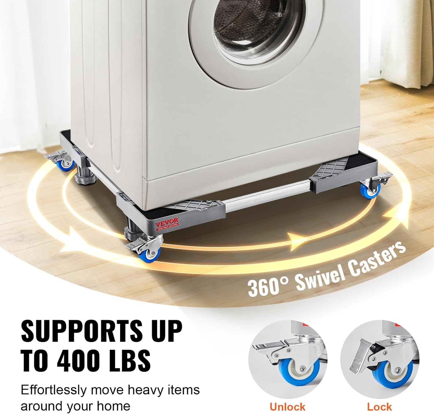 Mini soporte para refrigerador, base móvil universal de 27 pulgadas con 4 pies fuertes, 4 ruedas giratorias de bloqueo, base móvil ajustable para
