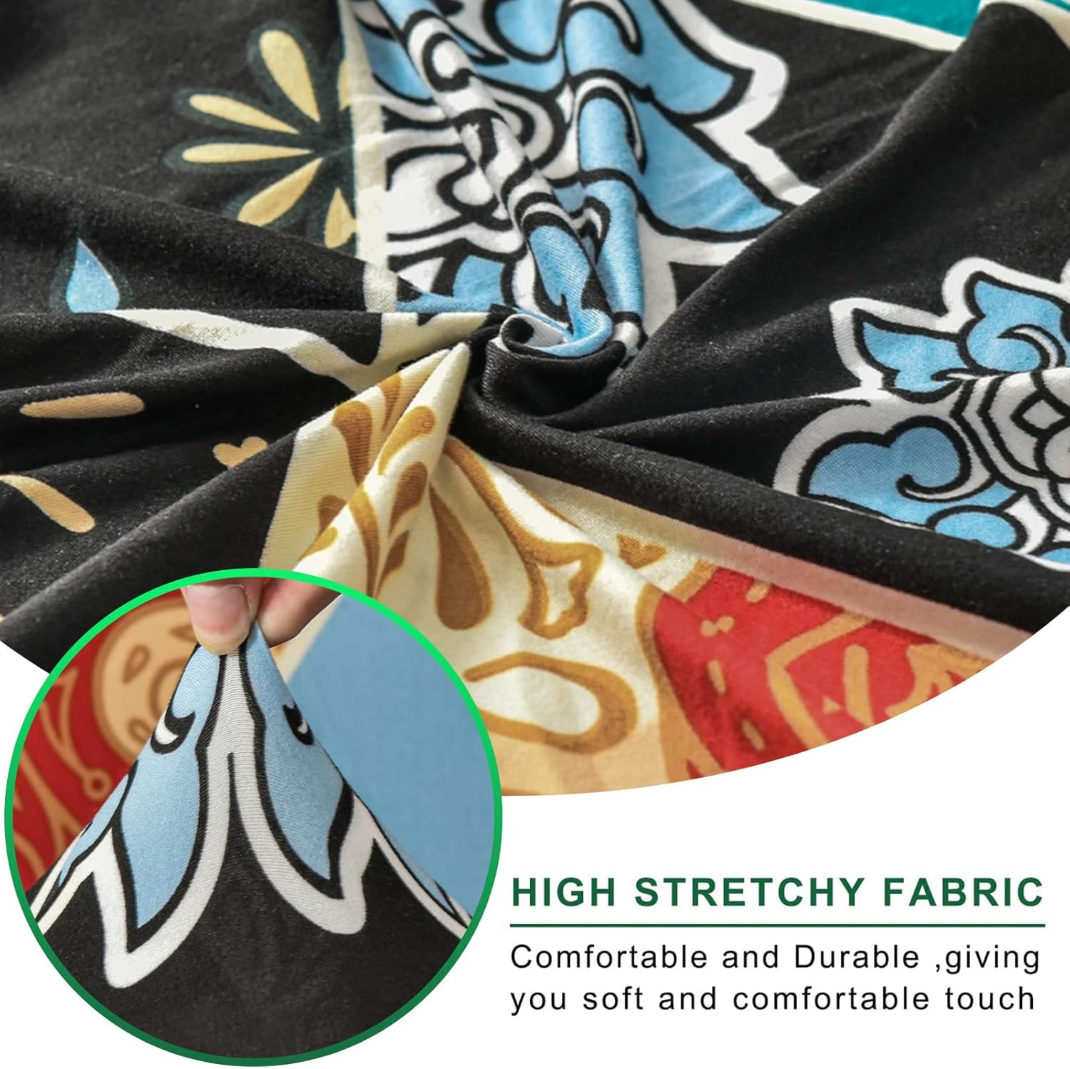 GOSTADY Funda elástica para silla sin brazos, lavable, funda protectora de muebles para silla sin brazos estampada extraíble para sala de estar,