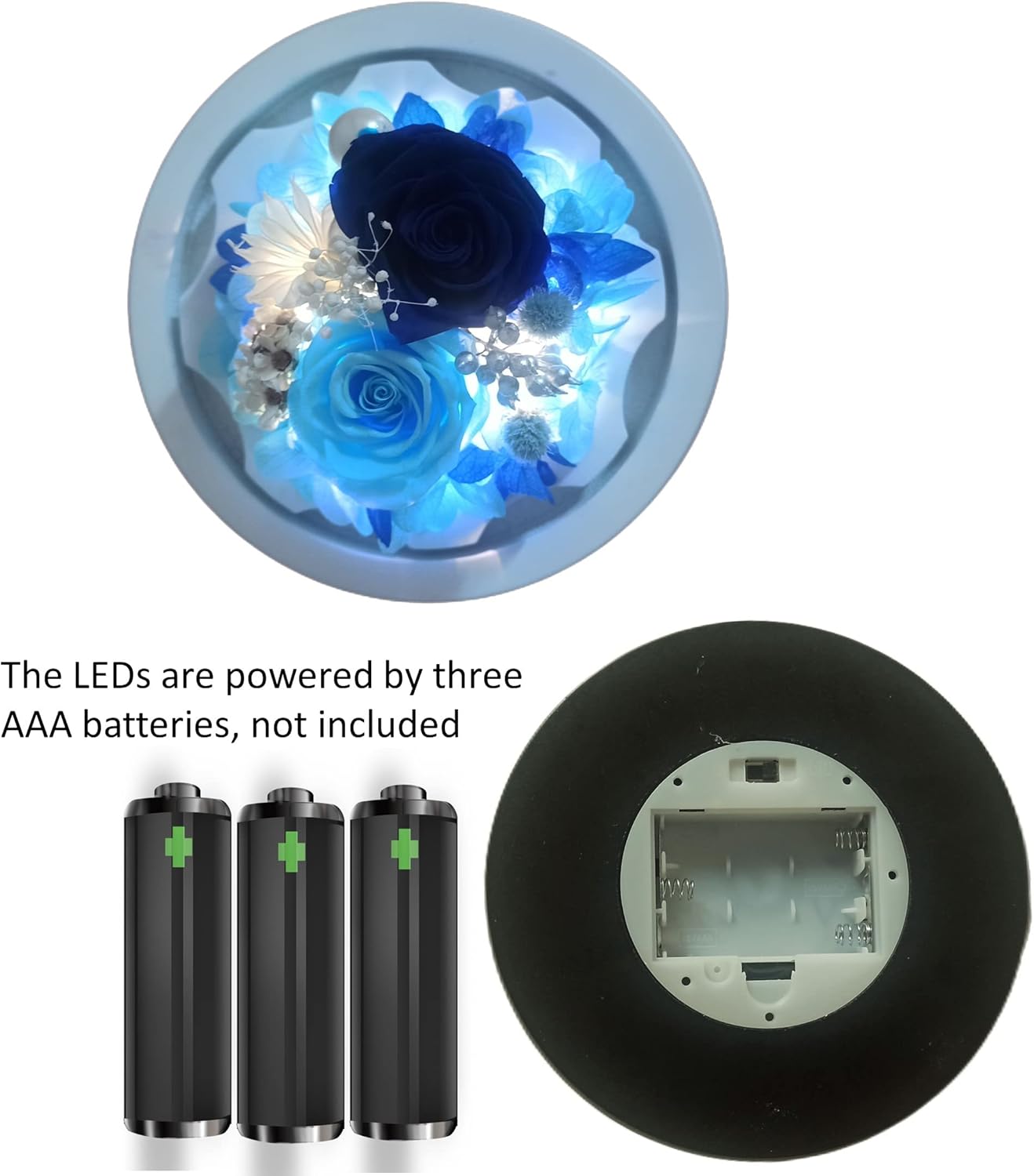 2 pequeñas rosas preservadas con iluminación LED, día de la madre, día de San Valentín, cumpleaños para familiares y amigos, caja de regalo