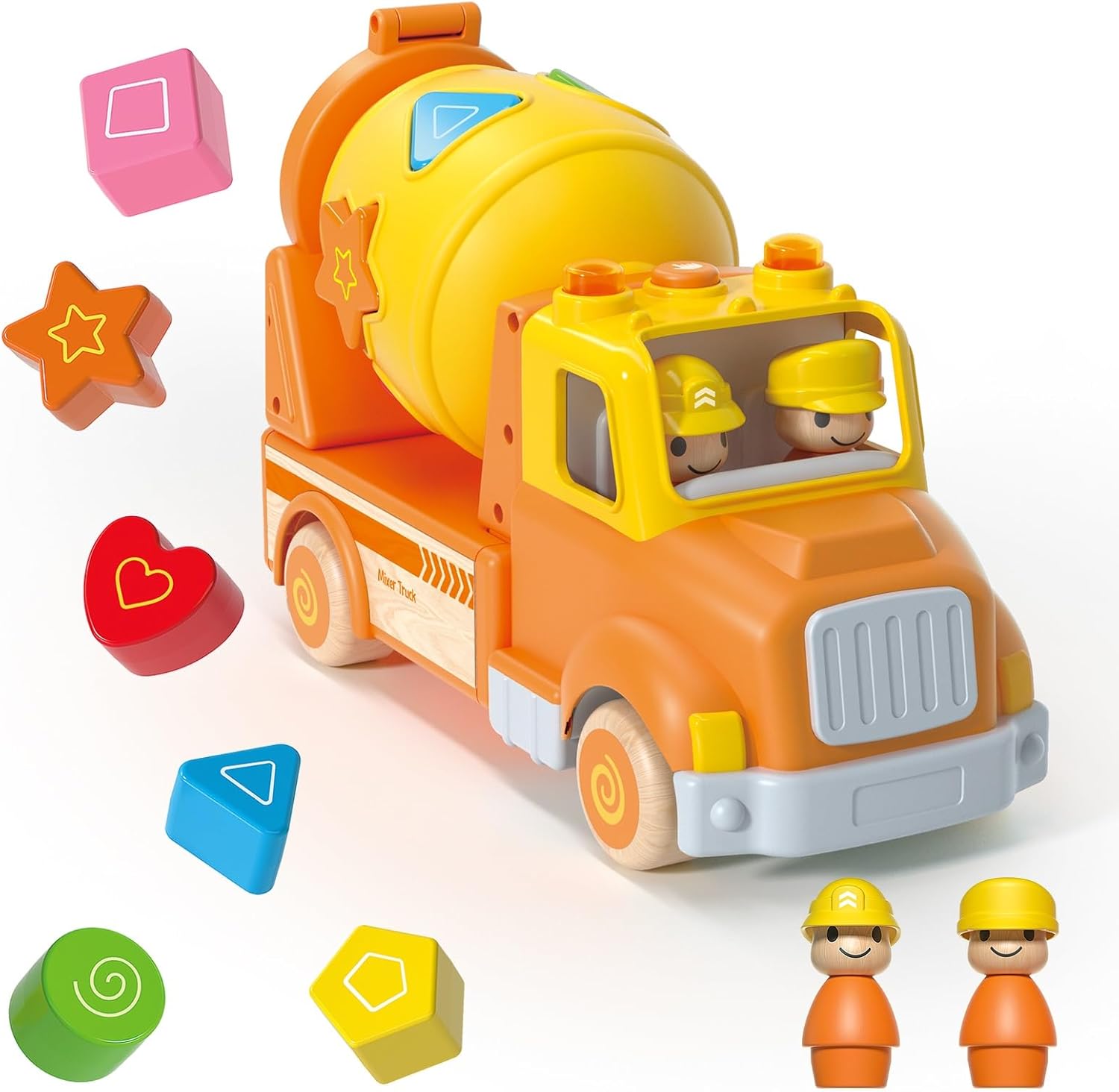Juguetes de construcción para niños, camión mezclador de cemento con sonido y luz, clasificador de formas, vehículo preescolar para niños de 18