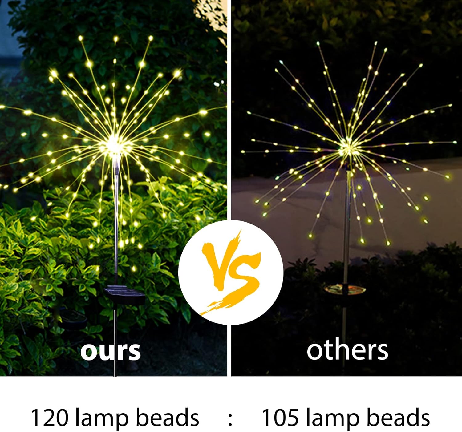 Luces solares de fuegos artificiales para jardín, impermeables, paquete de 2 unidades, energía solar, estaca de arte, iluminación parpadeante para