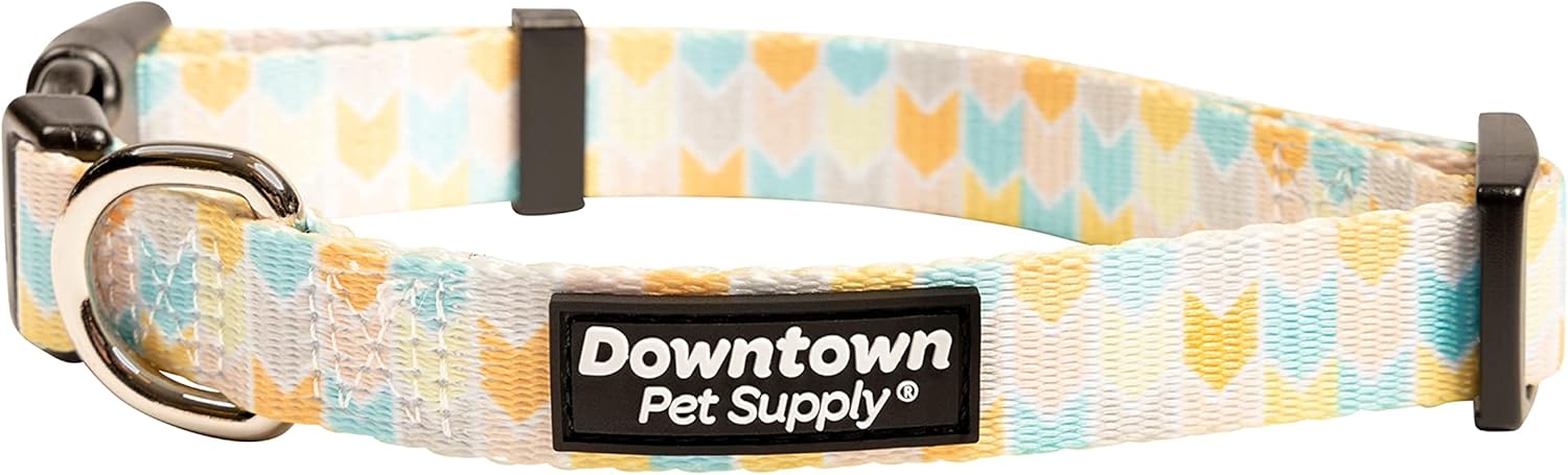 Downtown Pet Supply – Collar de perro mejor, lindo y elegante – Collar de perro ligero ajustable con hebilla rápida y anillo en D – Se puede lavar a