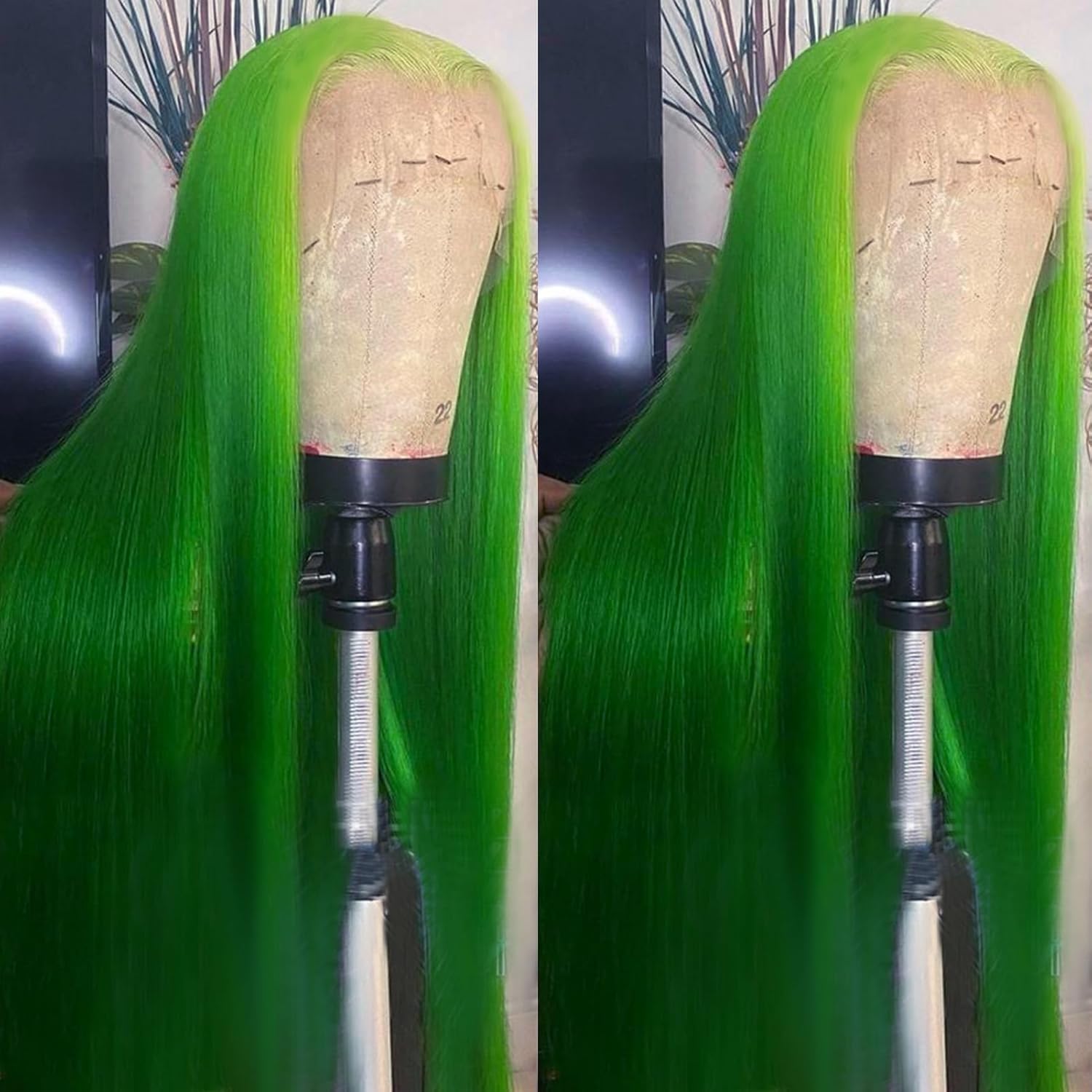 LoveStory Pelucas de encaje frontal de color verde, pelucas largas y lacias, sin pegamento, color verde degradado, peluca resistente al calor,