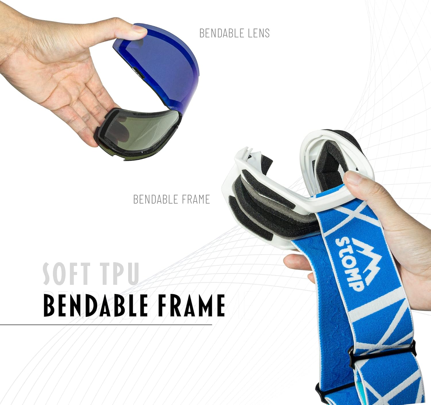 STOMP Gafas de esquí y snowboard 100% protección UV400, lentes reemplazablescorreas para hombres, mujeres y jóvenes