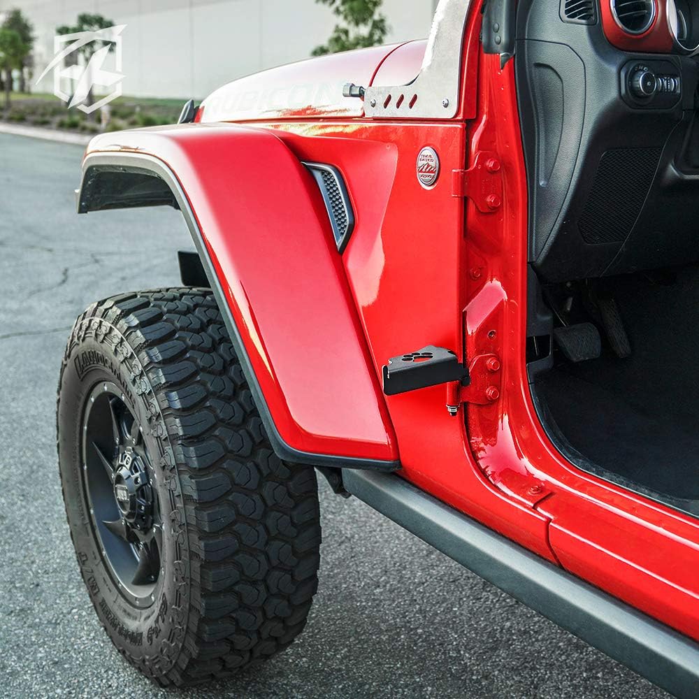 Xprite Estribos de acero de metal para puerta delantera, pedales de reposapiés para Jeep Wrangler JL JLU 2018-2021, 1 par