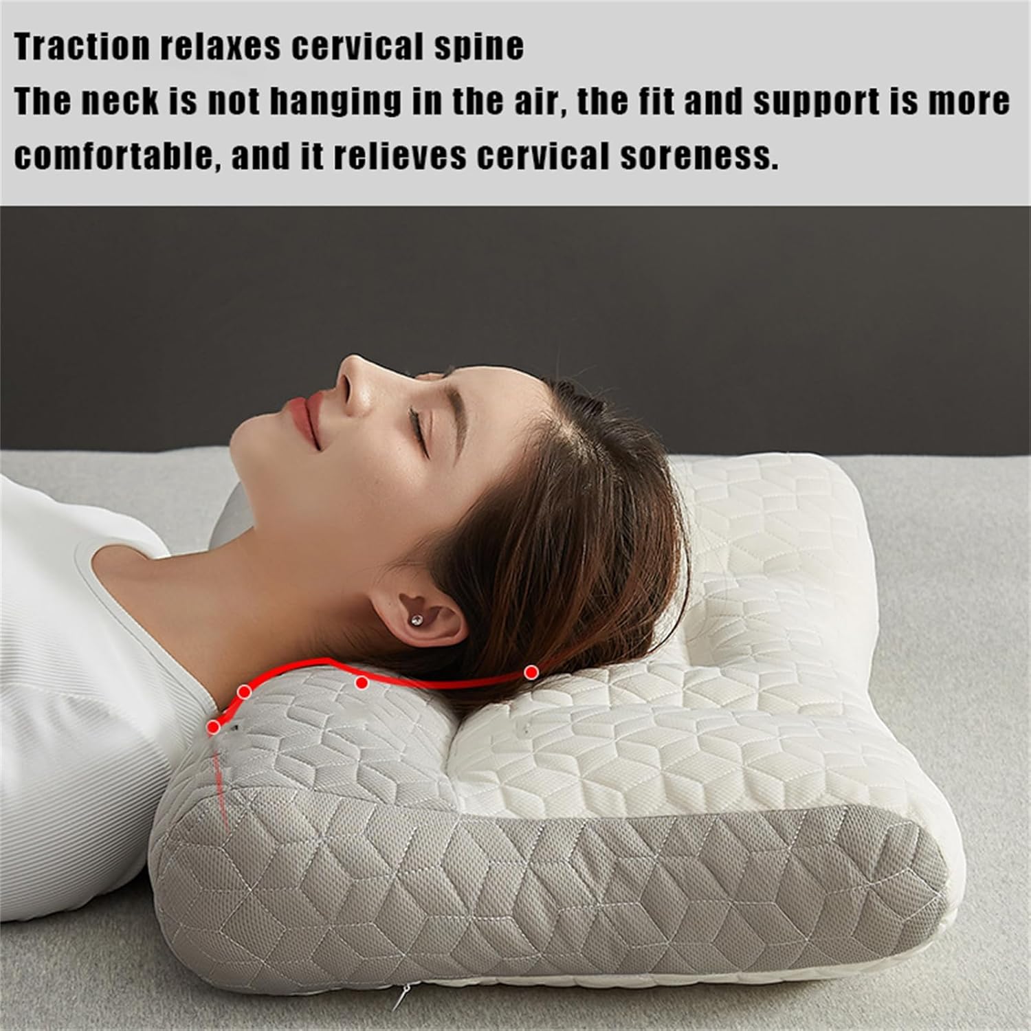 znvwki Almohada ortopédica para dormir profundo, almohada ergonómica de plumón de ganso, almohada de plumón de ganso para mejorar el sueño (2