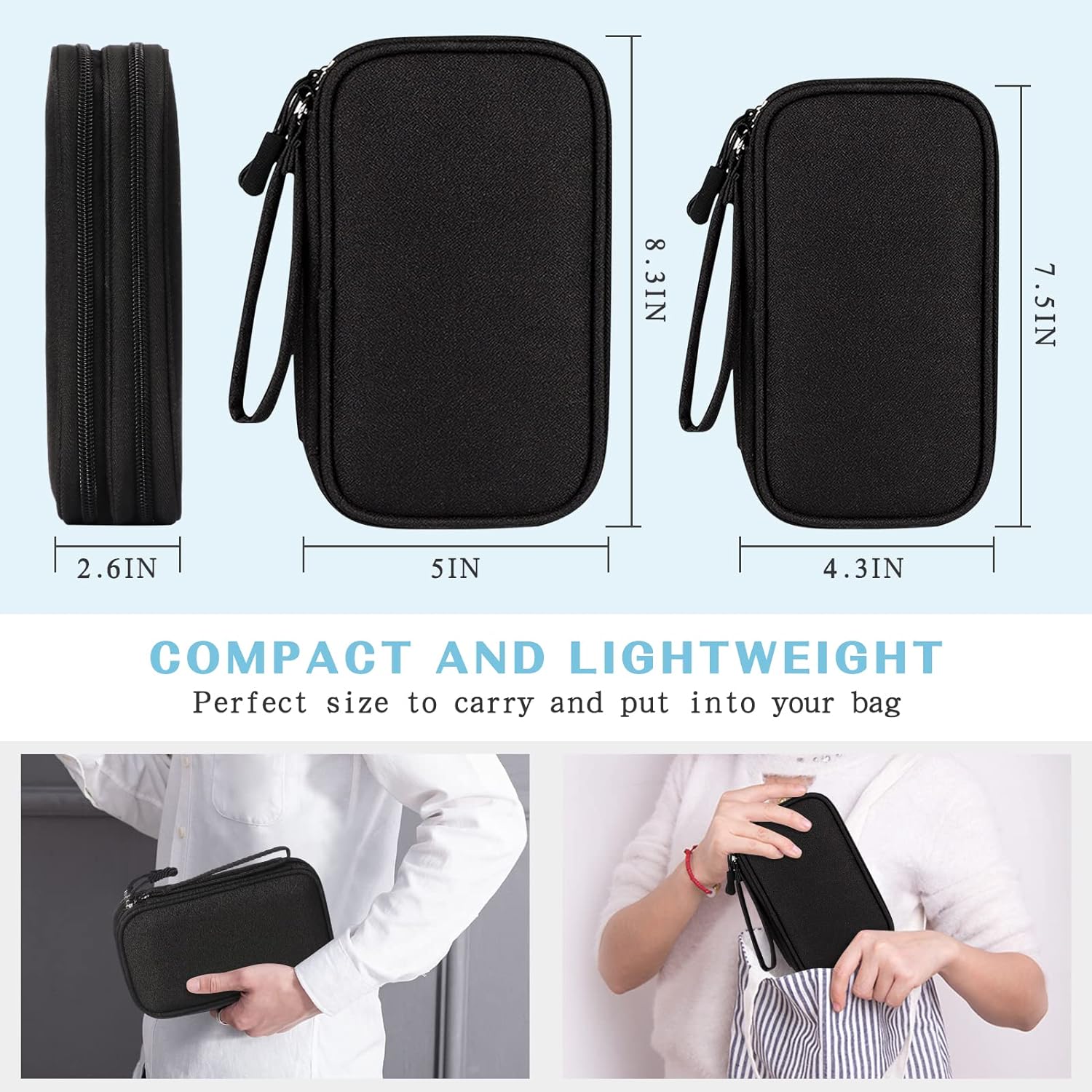 FYY Organizador electrónico, organizador de cables de viaje, bolsa de transporte para accesorios electrónicos, portátil, impermeable, doble capa,