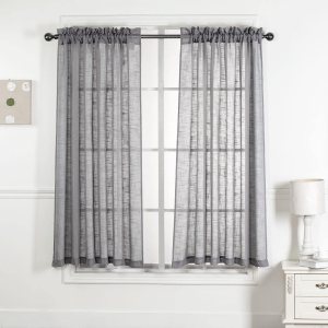 2 piezas de cortinas de aspecto de lino sólido y elegante paneles totalmente cosidos, cortinas de tratamiento de ventana (52 x 63 pulgadas de largo, 2 piezas de cortinas de aspecto de lino sólido y elegante paneles totalmente cosidos, cortinas de tratamiento de ventana (52 x 63 pulgadas de largo,