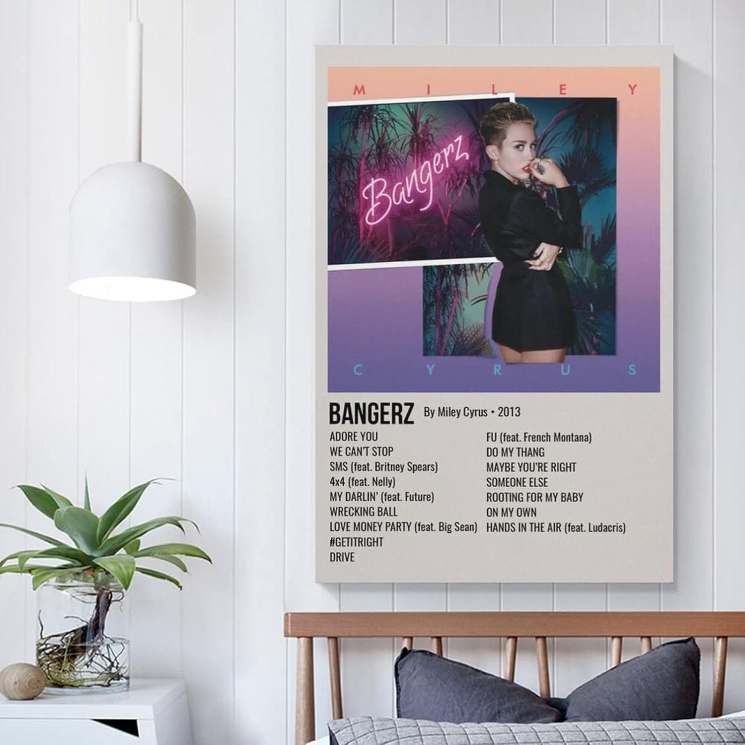 Miley Cyrus BANGERZ 2013 – Póster en lienzo para decoración de dormitorio, paisaje, oficina, San Valentín, cumpleaños, regalo, sin marco, 12 x 18
