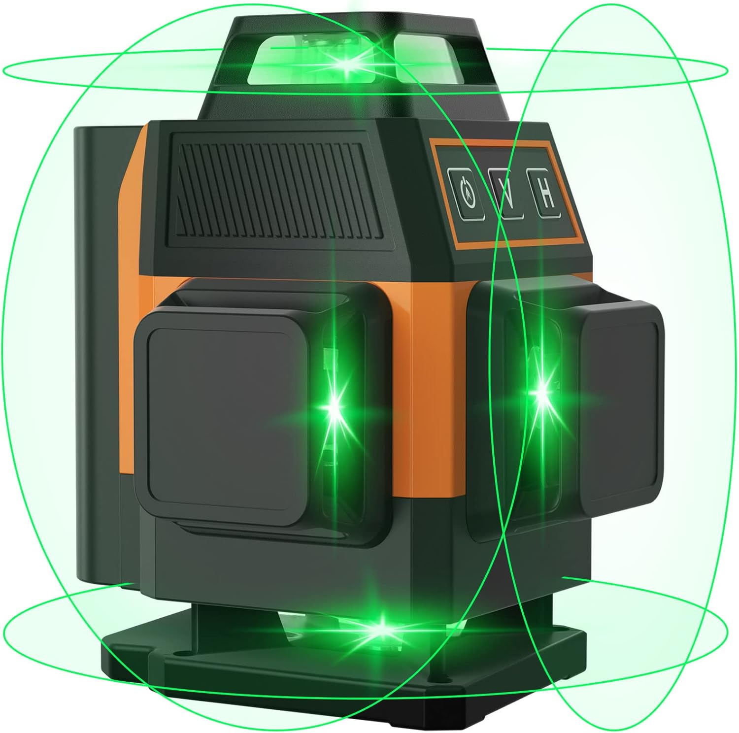 OMMO Nivel láser, herramienta autonivelante de nivel láser verde de 16 líneas, mini herramienta de haz de nivel láser de 150 pies con dos líneas