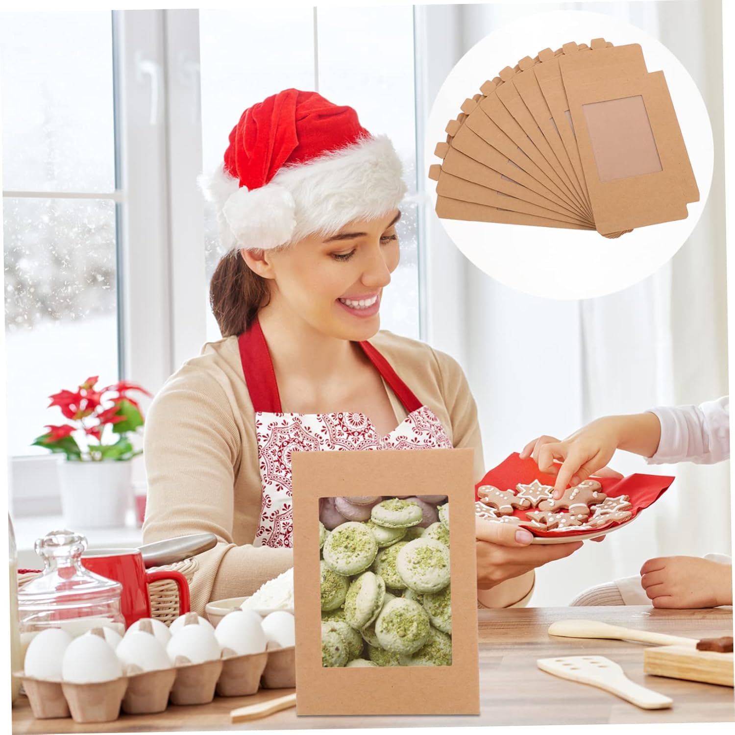 Mobestech Caja de regalo de papel Kraft Cajas de regalo Kraft Cajas de galletas Contenedor de comida para bebés Contenedores de comida de papel