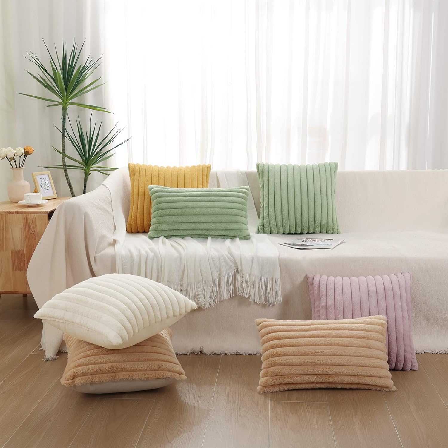 Pallene Juego de 2 fundas de almohada de felpa de piel sintética de 18 x 18 pulgadas, fundas de almohada decorativas de Navidad suaves y esponjosas