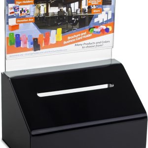 Donación resistente de acrílicourna con cerradura y soporte para letreros Donación resistente de acrílicourna con cerradura y soporte para letreros