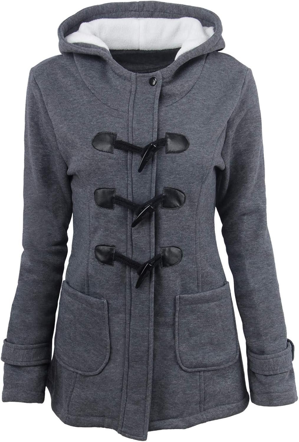 Gabardina de lana para mujer, talla grande, con capucha de piel sintética, doble botonadura, gruesa, con bolsillos, S-6XL