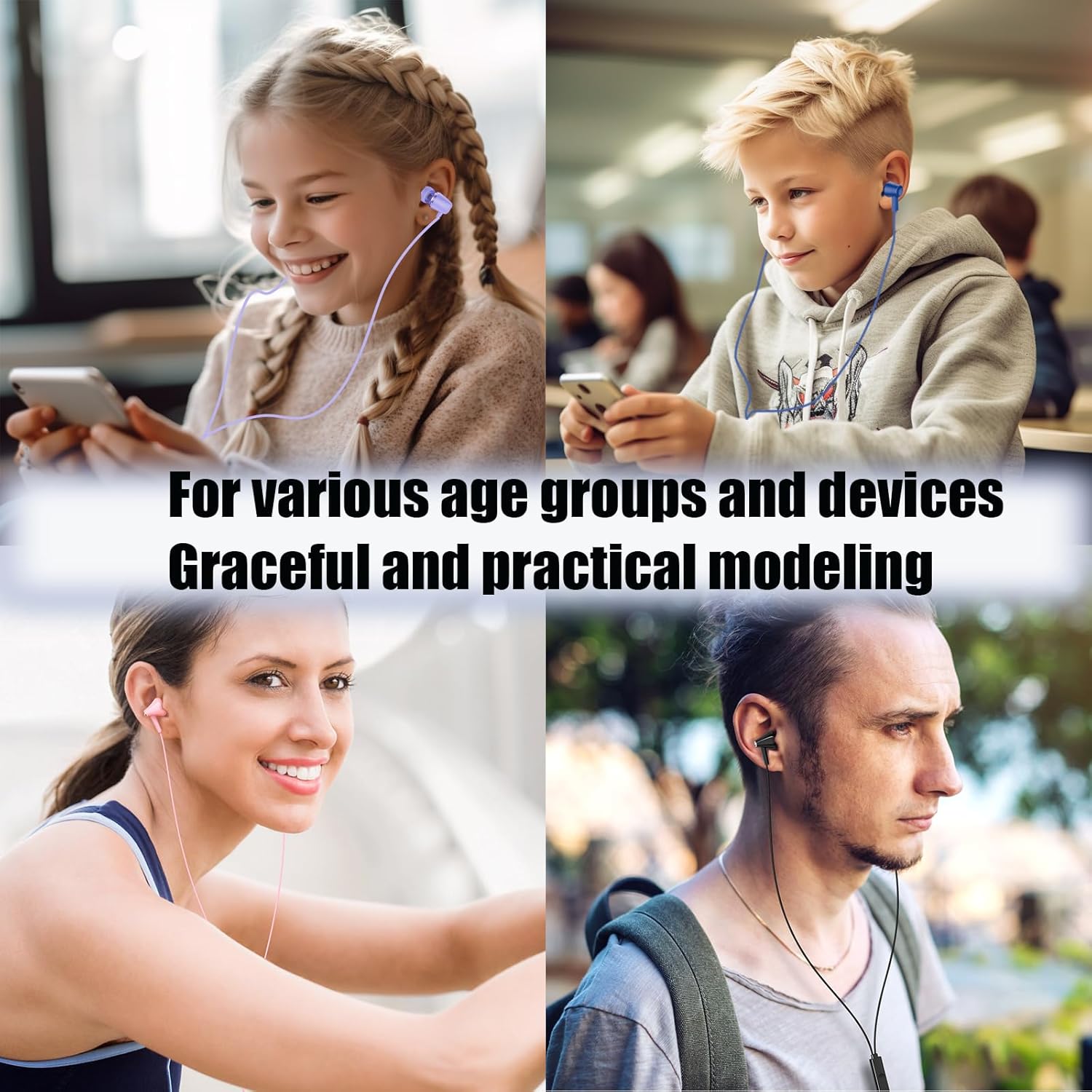 GOGOSINIS Juego de 2 auriculares con estuche para niños para la escuela, auriculares con cable con estuche y puntas de oreja de tamaño pequeño,