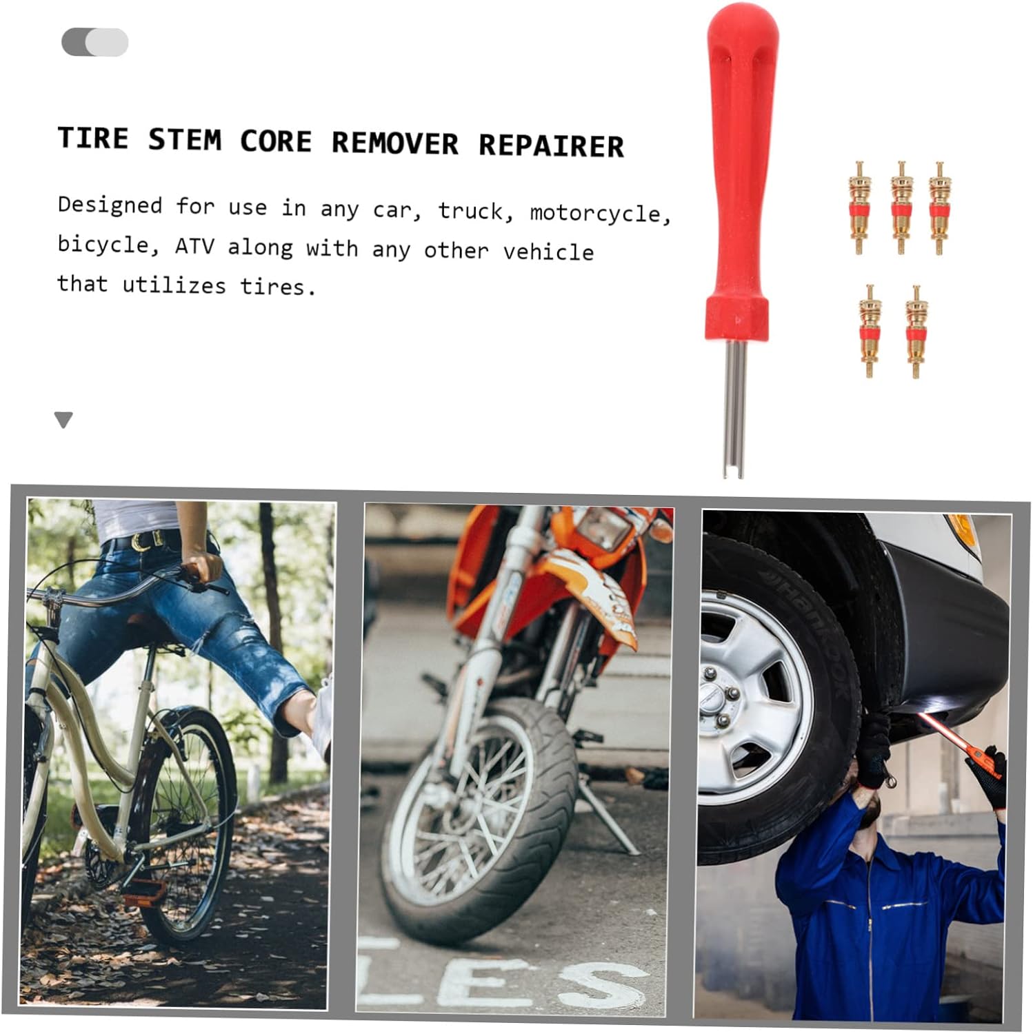 Veemoon Herramienta de reparación de válvulas de neumáticos, herramienta de extracción de vástagos, herramienta de vástago de bicicleta, Llave de
