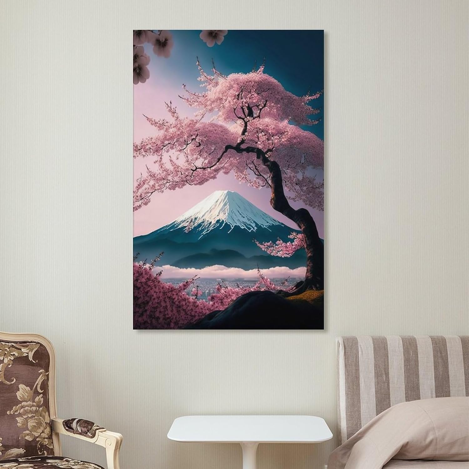Aimery Póster de cerezo en flor de Japón, pintura decorativa, decoración de baño, sala de estar, lienzo sin marco, 08 x 12 pulgadas (7.9 x 11.8 in)