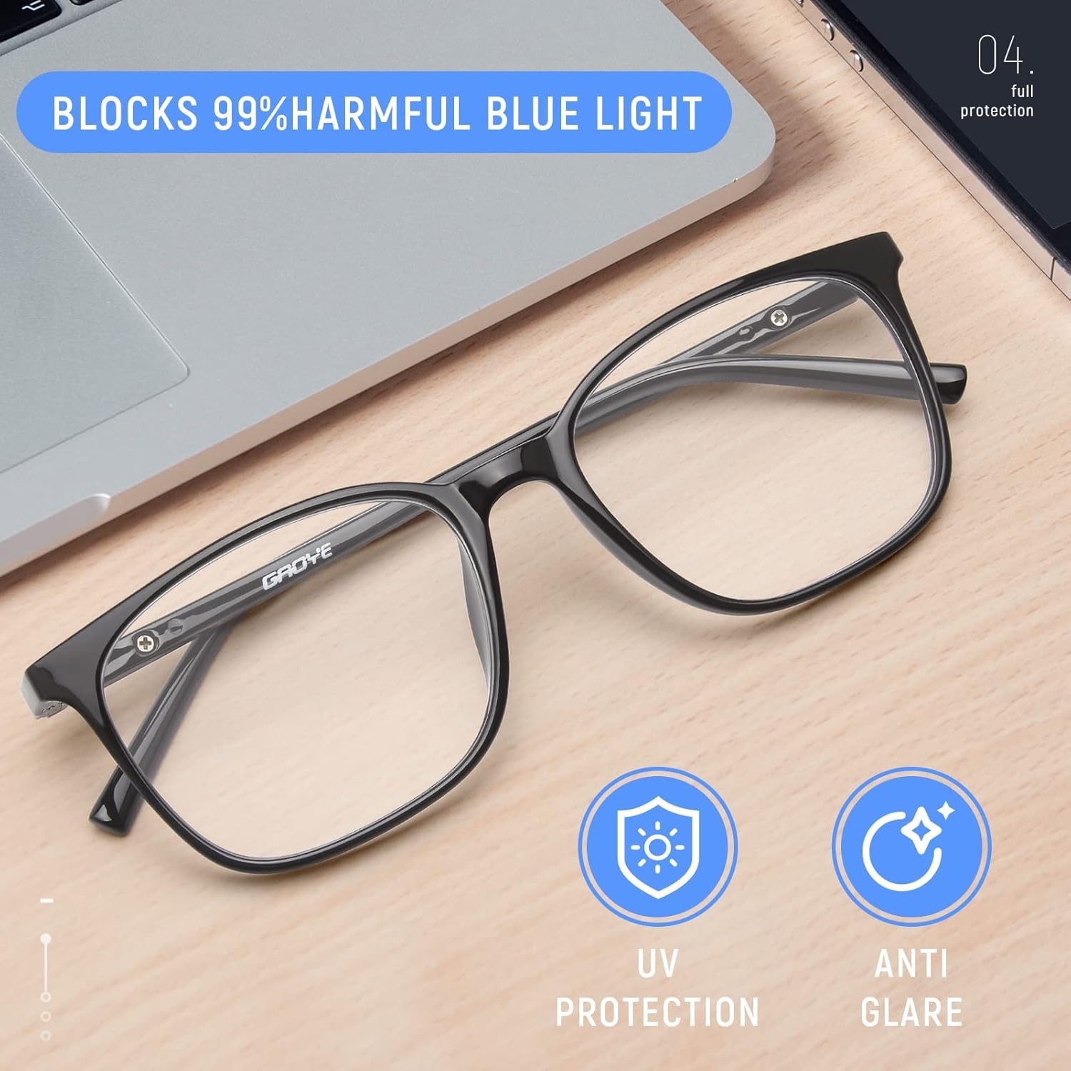 Gaoye Paquete de 2 lentes de bloqueo de luz azul para mujereshombres, anteojos falsos para juegos de computadora, anti rayos UV, bisagra de resorte