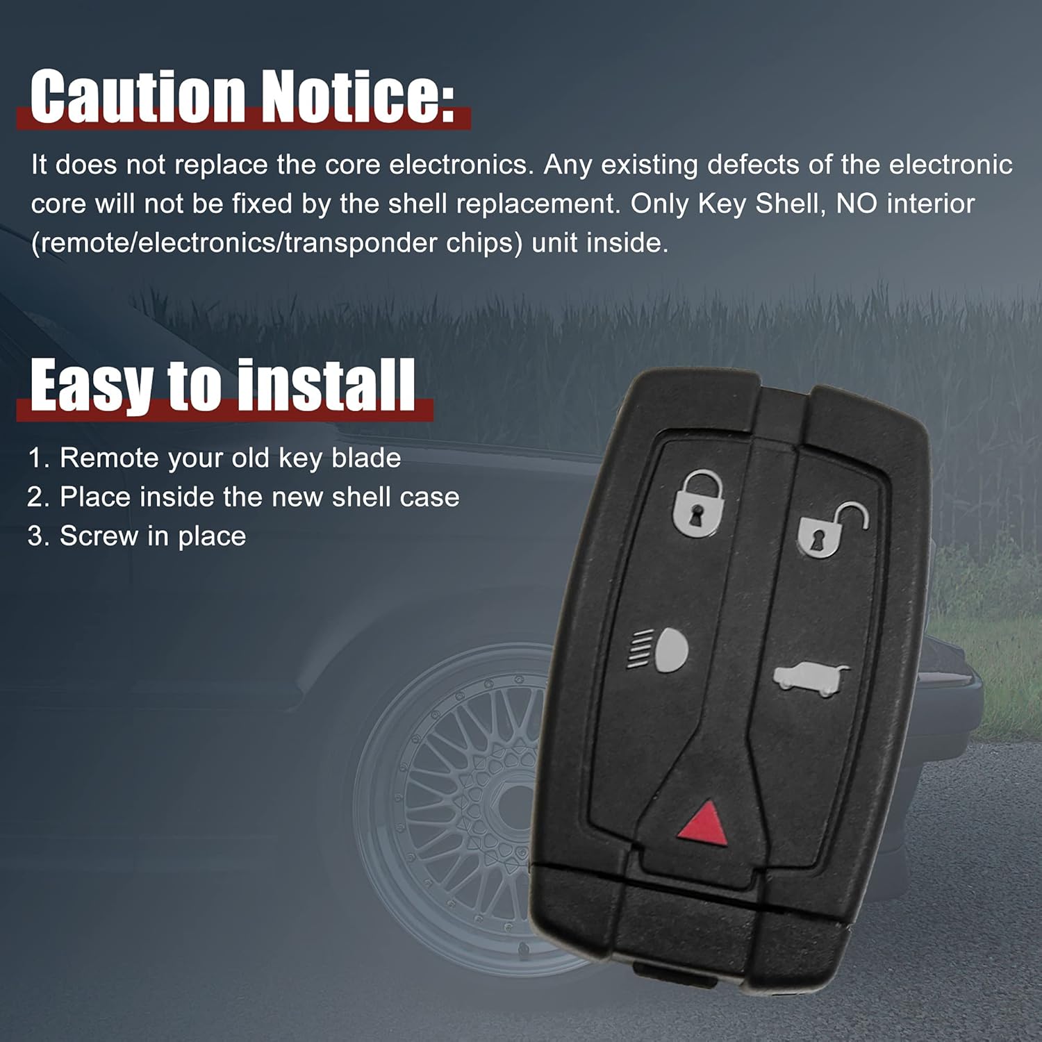 X AUTOHAUX 2 piezas de 5 botones sin cortar, llave de entrada sin llave, control remoto, carcasa para Land para Rover Freelander Discovery 2