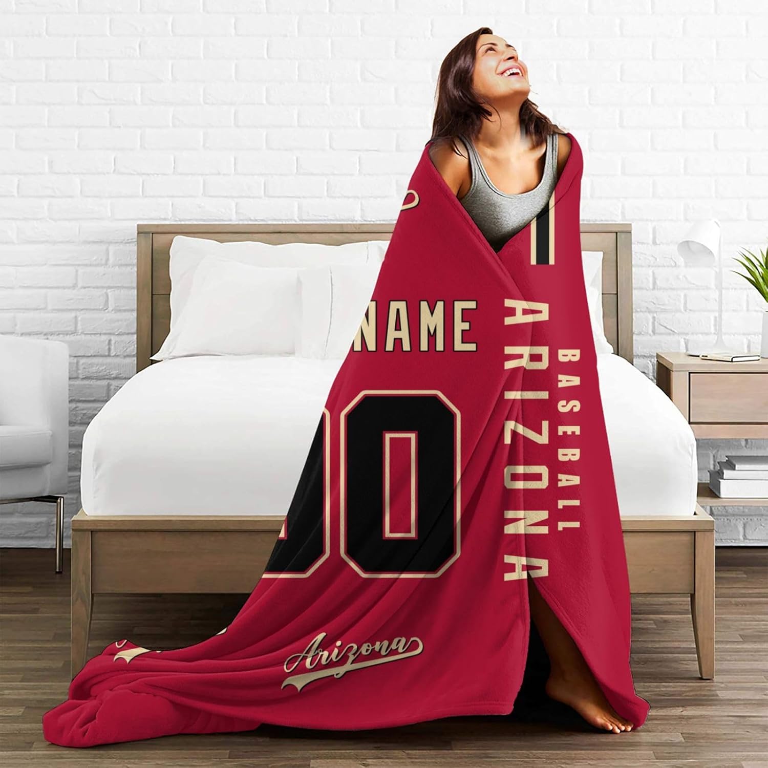 Arizona – Manta de franela personalizada para cama, sofá con nombre de número personalizado, para hombres, mujeres, niños, regalos para fanáticos de
