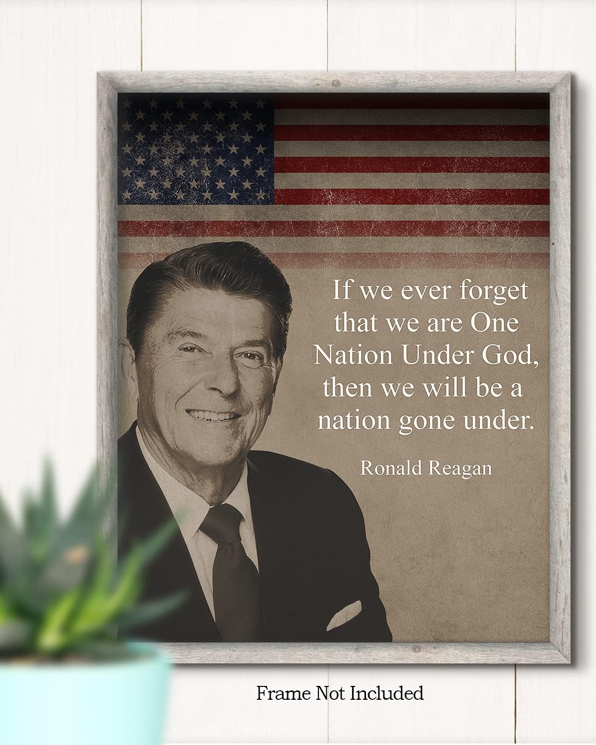 Govivo Ronald Reagan Historic Quote – Impresión artística de decoración de pared del presidente patriótico estadounidense, obra de arte sin marco