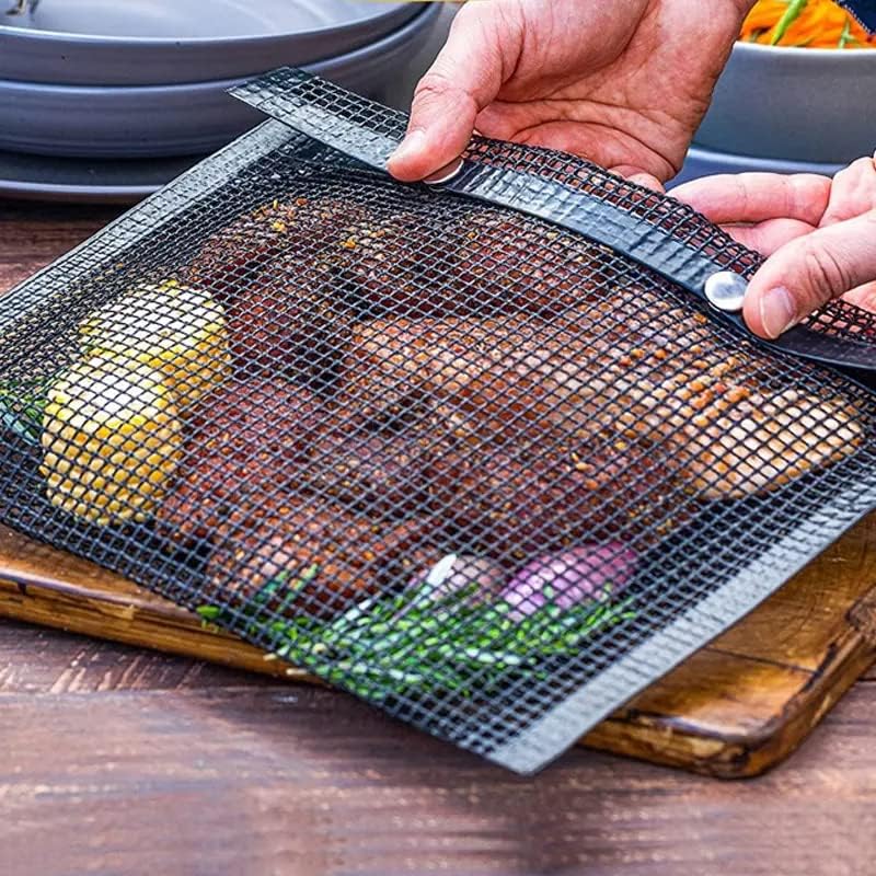 The Ultimate BBQ Hack paquete de 3 bolsas antiadherentes de malla para parrilla, bolsa reutilizable para parrillas y ahumadores, resistente al