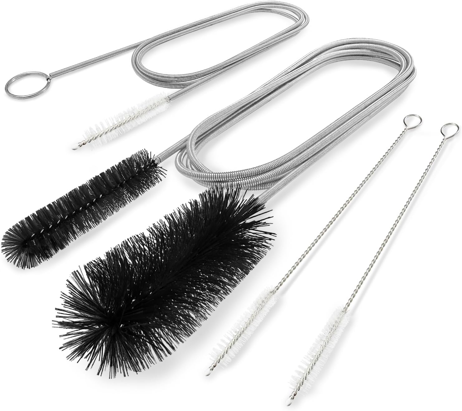 Cepillo de drenaje flexible, limpiadores de tuberías de manguera de doble extremo de 66 pulgadas de largo y cepillo de limpieza de tubos de 58