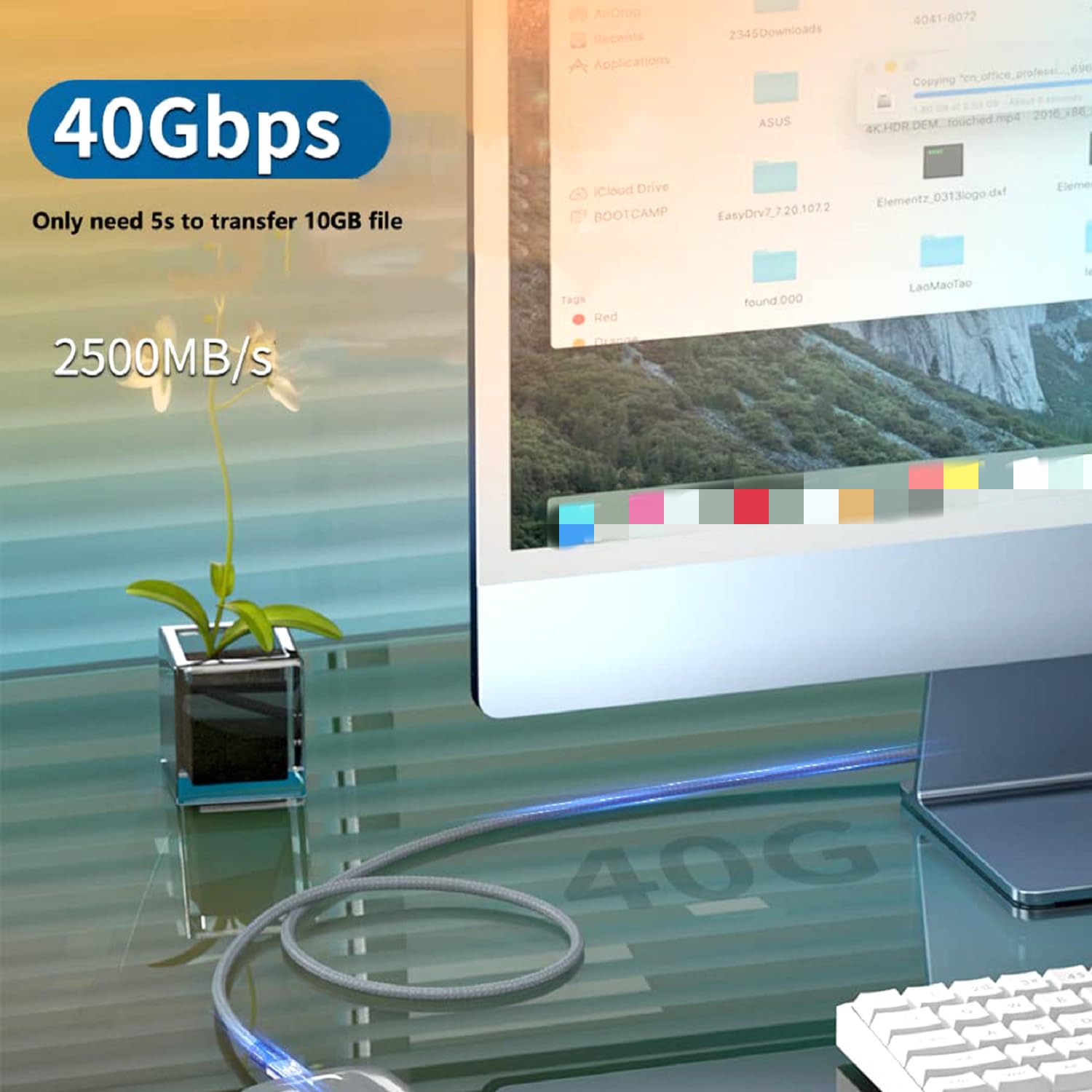 Cable USB 4 de 40 Gbps, cable USB C a USB C con pantalla HD de video 8K y carga de 240 W, compatible con Thunderbolt 34 Surface Pro, Samsung, HP,