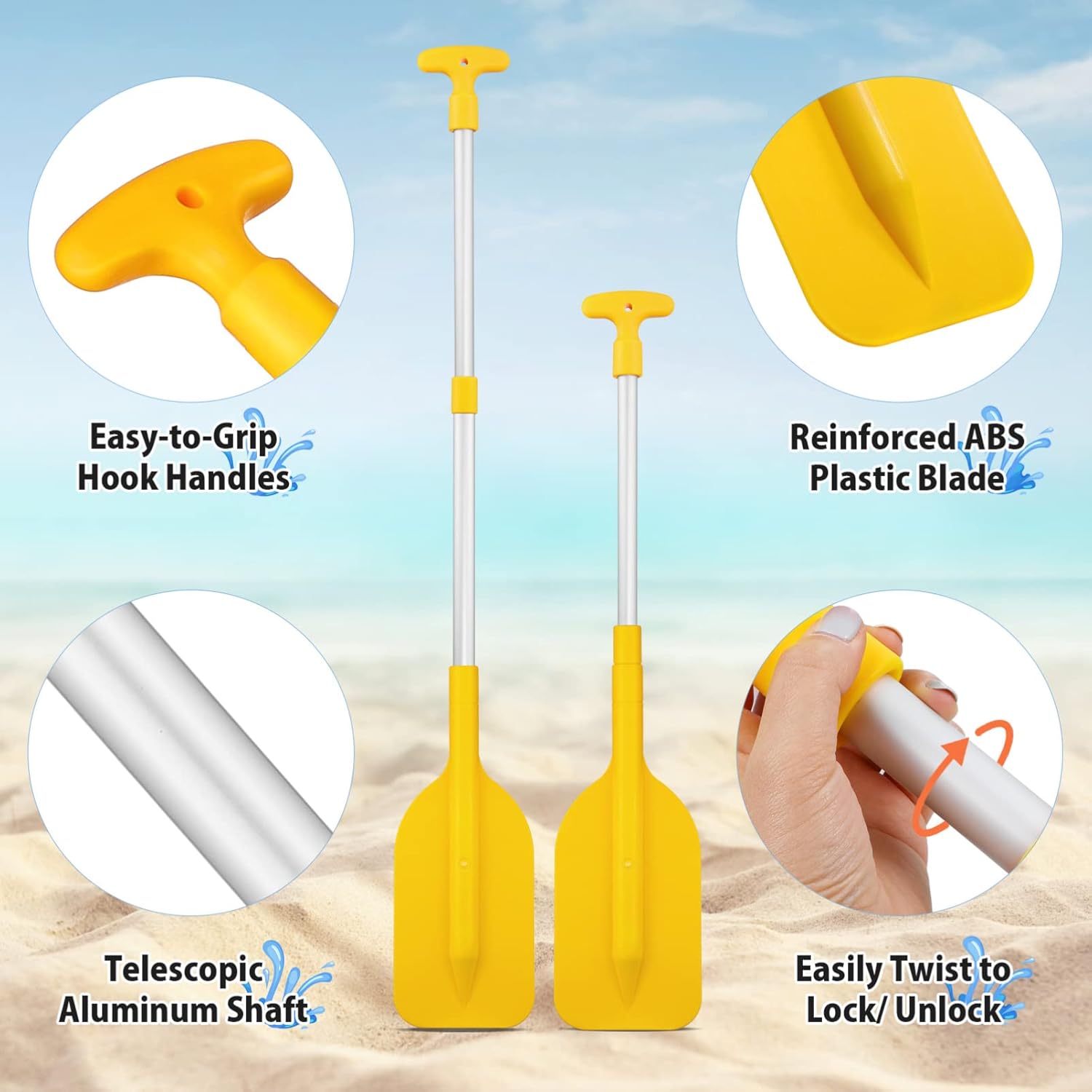 BESPORTBLE Ramos de canoa para kayak, remos extensibles, remos de lancha para tabla de surf, botes inflables, botes de remo para adultos y niños