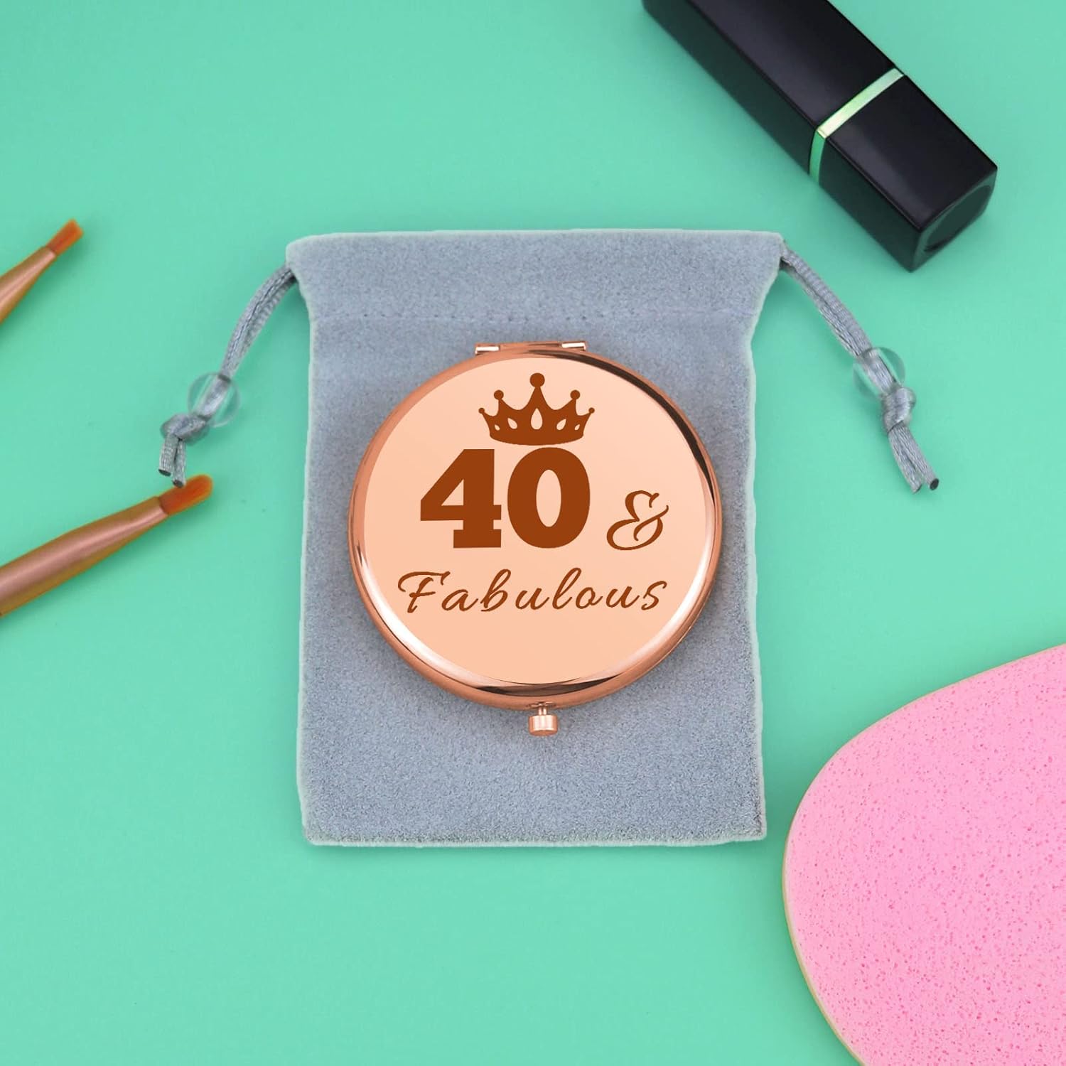 Regalos de cumpleaños número 40 para mujeres, regalos de cumpleaños de 40 años para mujeres, espejo de maquillaje compacto para mamá, esposa, tía,
