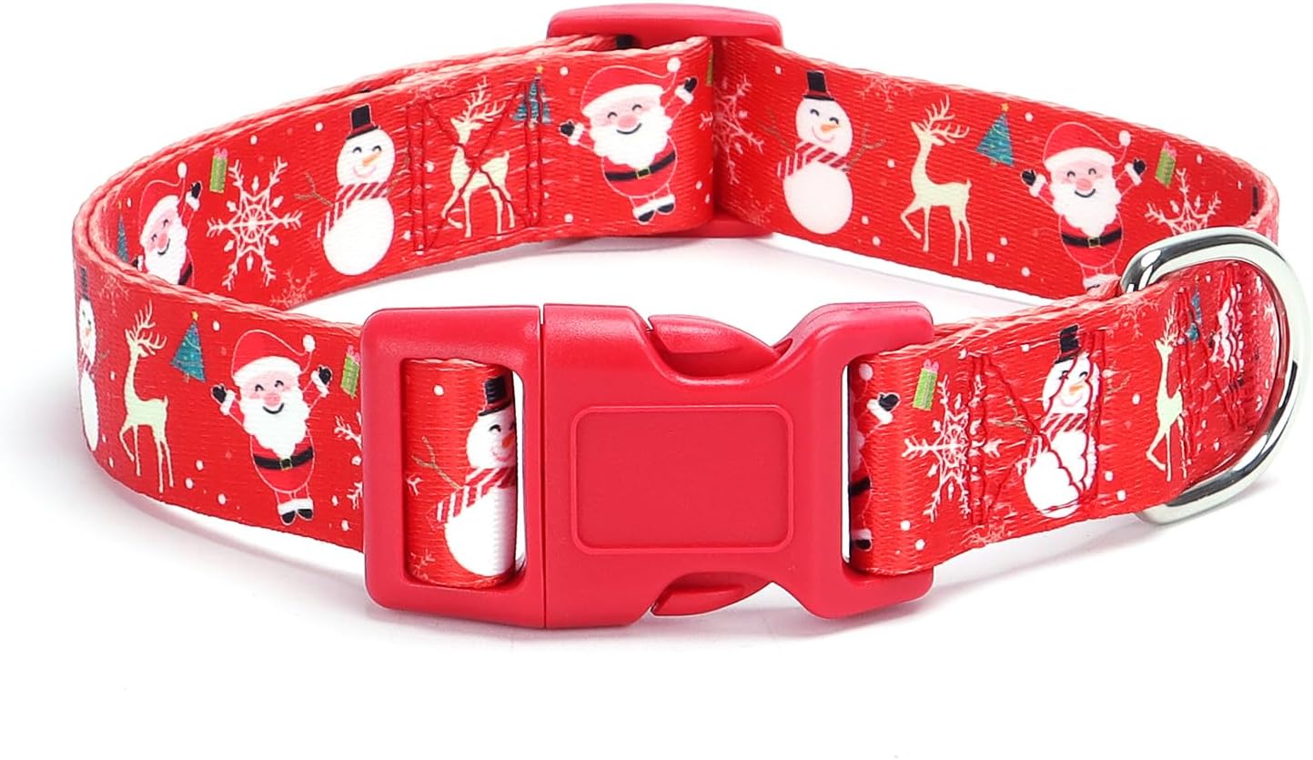 Collares para perros pequeños, pequeños, medianos y grandes (rojo Navidad, L circunferencia de 15-23.2 pulgadas, 1 pulgada de ancho 1 unidad)