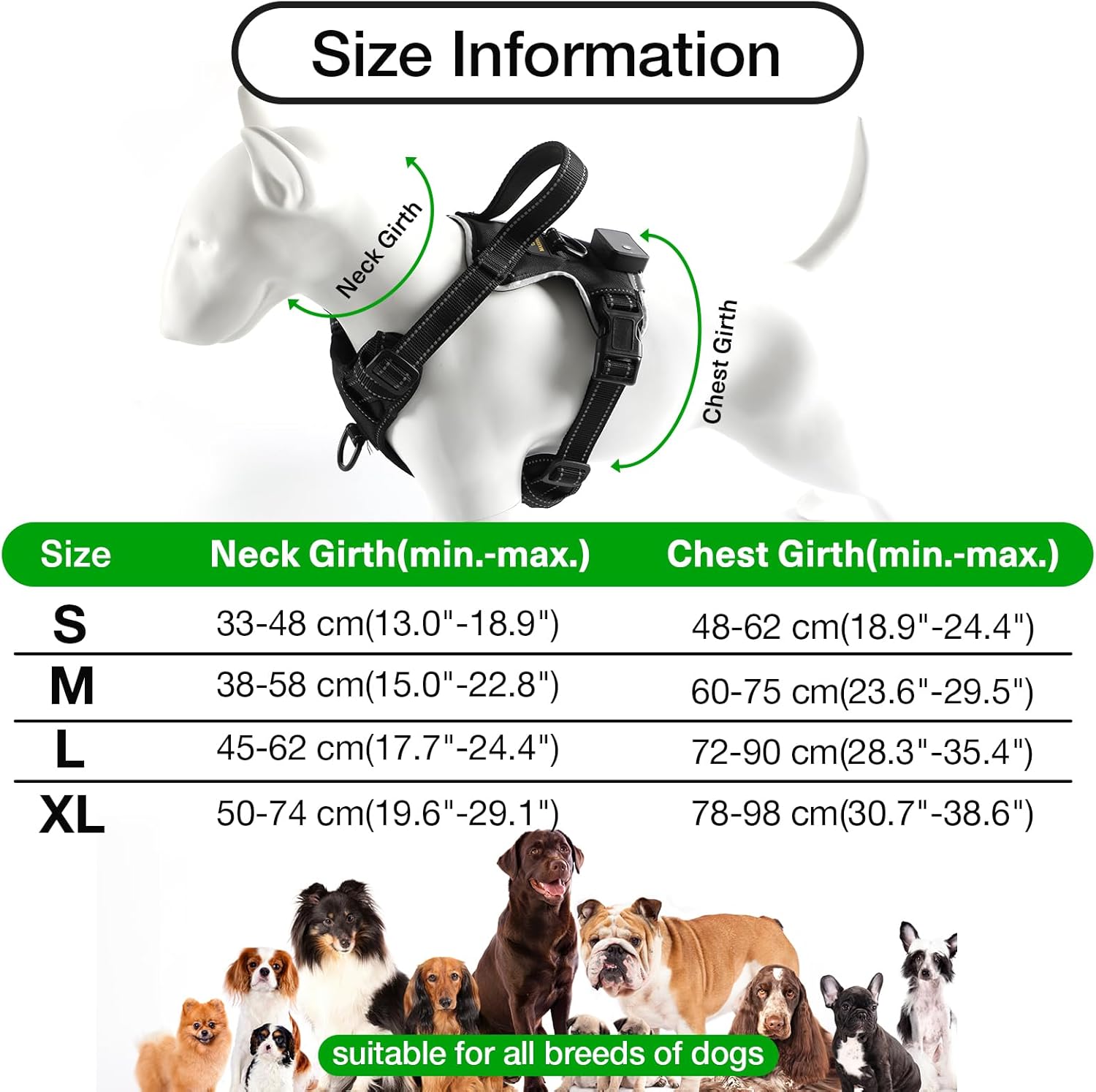 MASBRILL Arnés para perro con luz LED, sin tirones, arnés recargable con luz para perro para caminar por la noche, chaleco ajustable brillante para