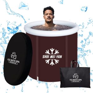 SHUIMEIYAN Tina grande de hielo para exteriores con cubierta, bañera portátil para atletas, bañera de terapia de agua fría para recuperación, bañera SHUIMEIYAN Tina grande de hielo para exteriores con cubierta, bañera portátil para atletas, bañera de terapia de agua fría para recuperación, bañera