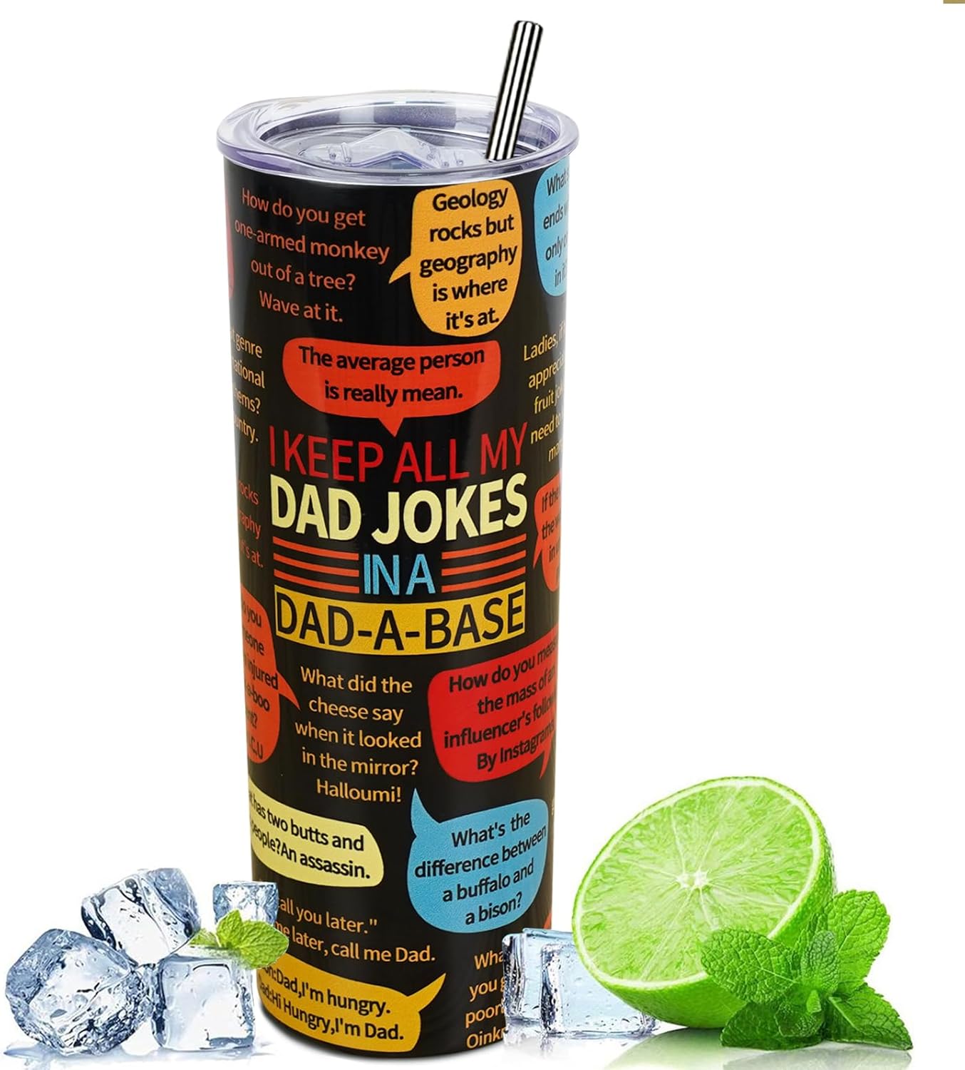 Yuzlin Vaso de acero inoxidable con aislamiento para papá, vaso delgado de 20 onzas, regalo para papá, regalos de cumpleaños para papá de hija,