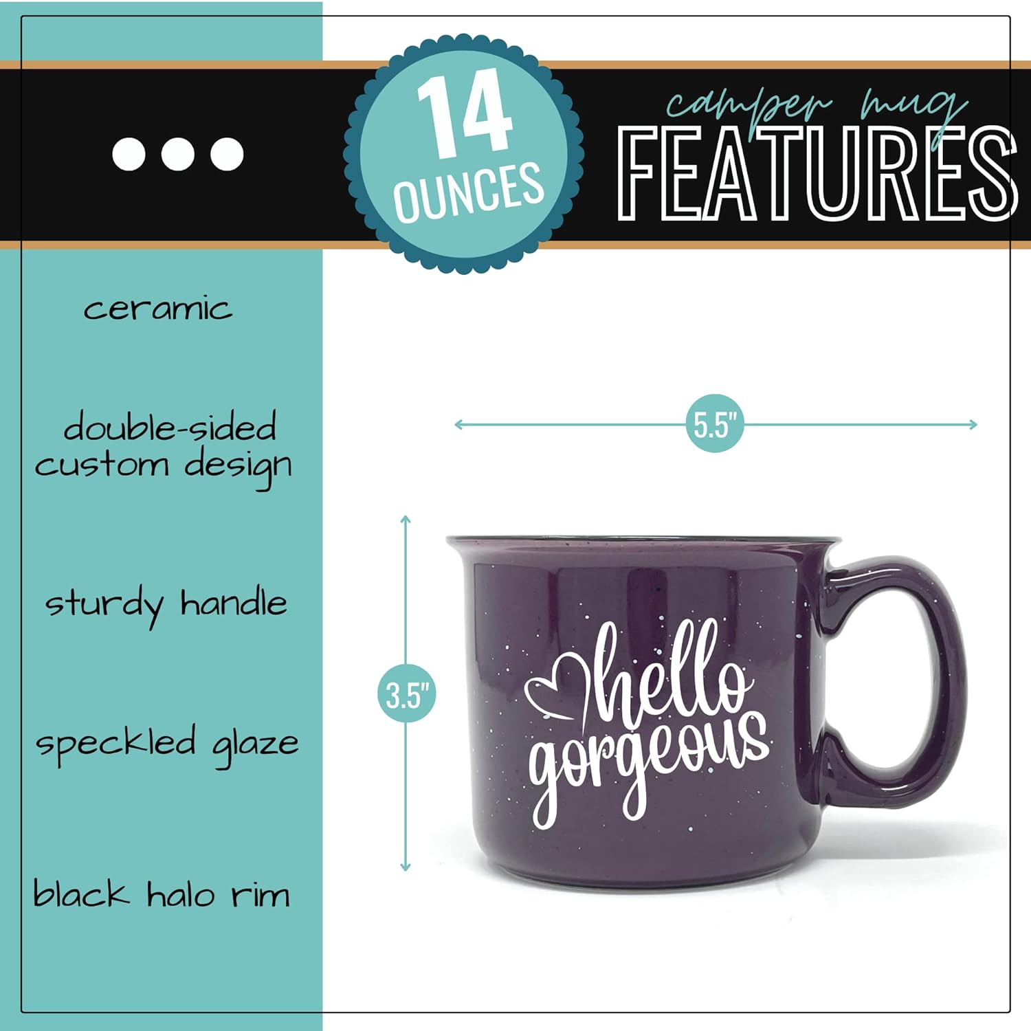 Hello Gorgeous – Cute Coffee Mug for Women- White 14 oz Large Coffee Cup – Novelty Mug, Perfect Gift for Women, Mom, Coworker, Boss, Wife, Friend