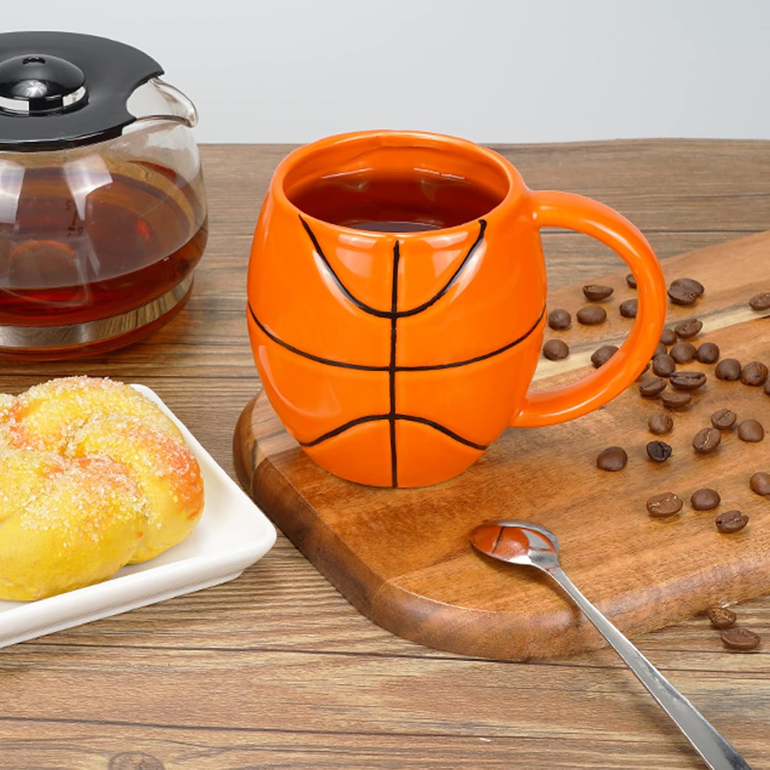 Taza de café de cerámica de baloncesto de 14 onzas, taza de café novedosa para hombres y mujeres, regalos para cumpleaños, Navidad, inauguración de