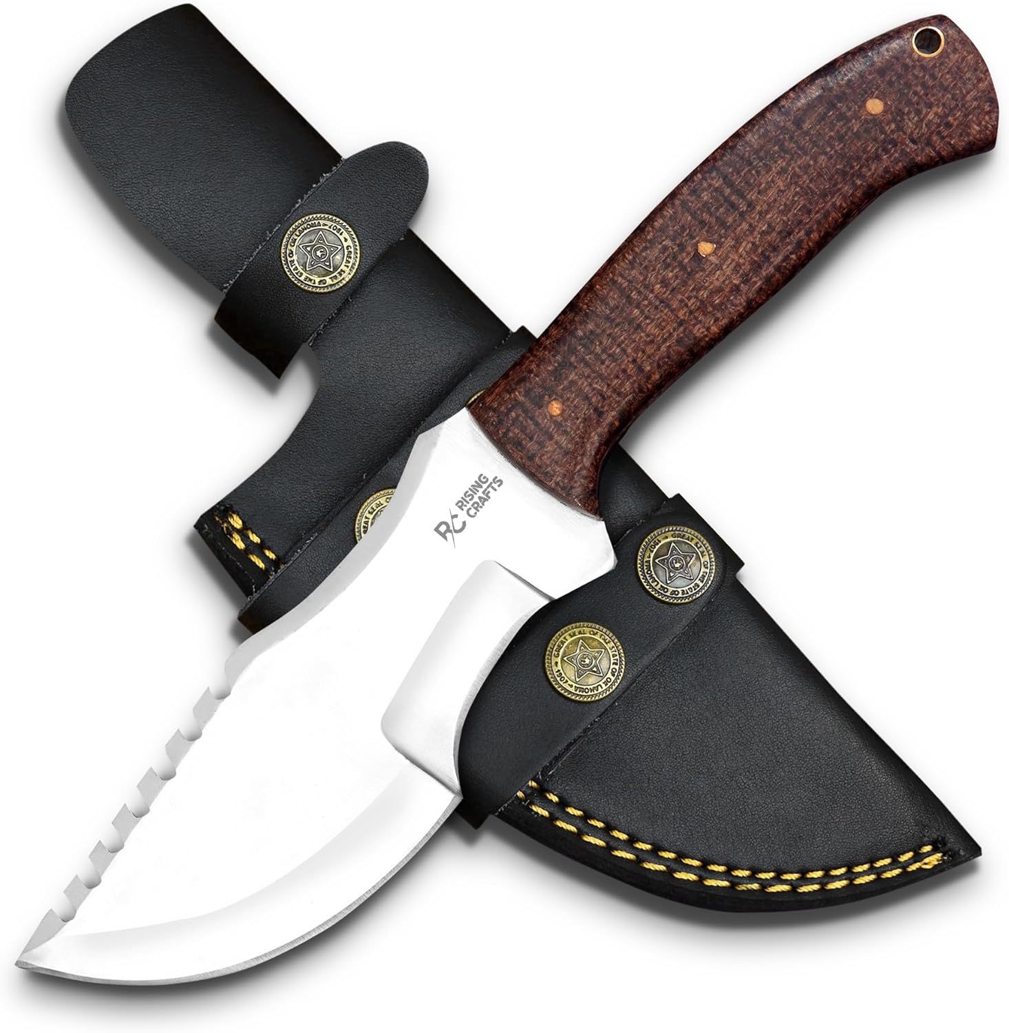 Cuchillo rastreador D2 hecho a mano con funda de transporte horizontal, hoja fija, supervivencia, táctica, espiga completa, caza, bushcraft,