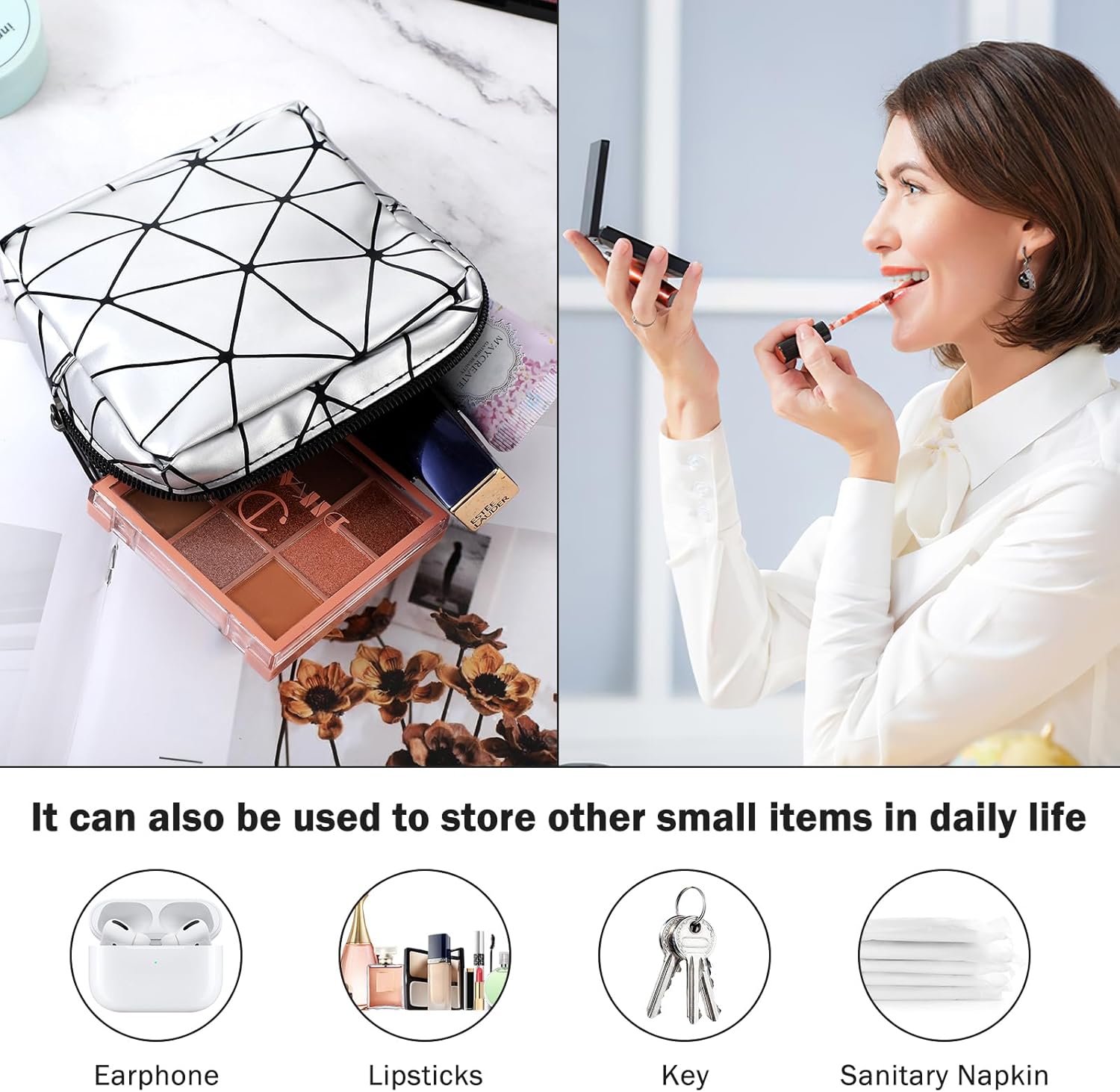 2 bolsas de almacenamiento de almohadillas sanitarias, bolsa de período pequeño para bolso, bolsa menstrual con cremallerabolsa de período de