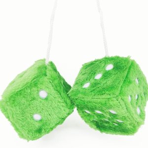 Par de colgantes de 2.4 pulgadas de espejo retro verde mullido para automóvil, dados de espejo retrovisor interior, decoración de dados para Par de colgantes de 2.4 pulgadas de espejo retro verde mullido para automóvil, dados de espejo retrovisor interior, decoración de dados para