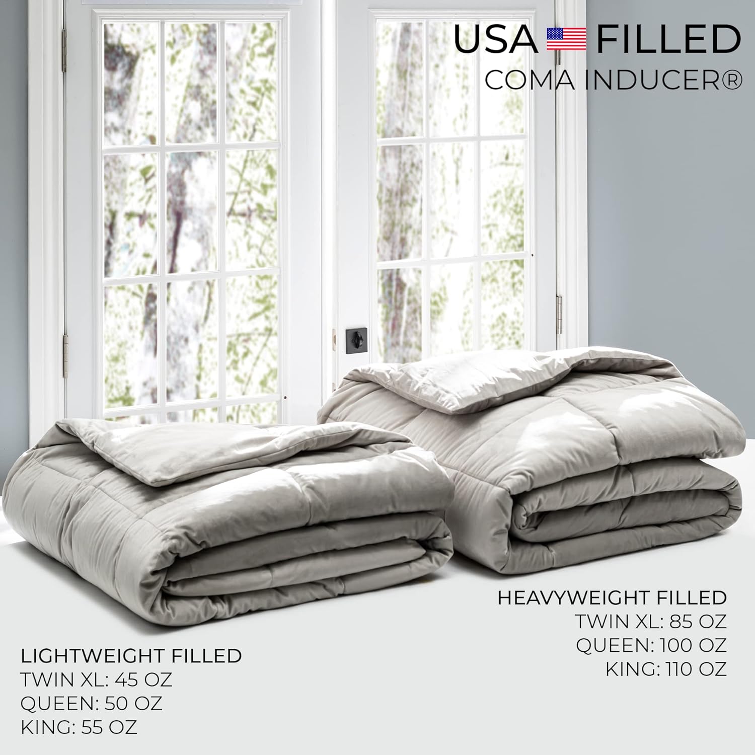 Byourbed Cuz I’m Cozy – Edredón Queen Coma Inducer relleno pesado de Estados Unidos, color gris pardo pizarra